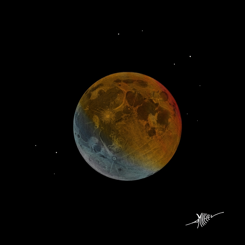 2015 Moon eclipse watercolor